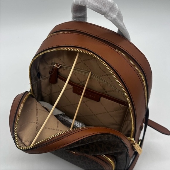 Michael Kors Medium Jaycee Zip Packet Backpack Brown/Gold - Picture 8 of 12